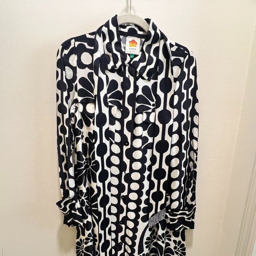 Farm Rio Black Palermo Shirtdress, XS, lightly used